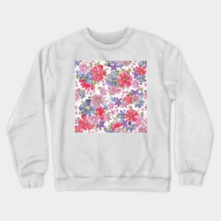 Pink, fuchsia and purple watercolor flowers Crewneck Sweatshirt